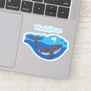 Cute mother and baby whale cartoon illustration