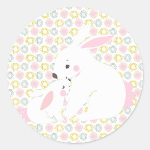 Cute mother & baby girl bunny stickers