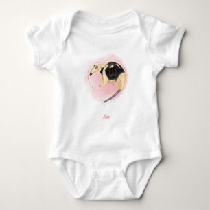Cute mother & baby tamadua baby bodysuit (white)