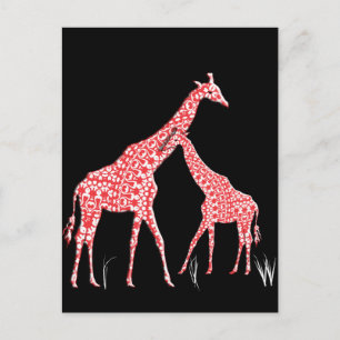 Cute Mother Baby Whimsical Pattern Giraffe Orange Postcard
