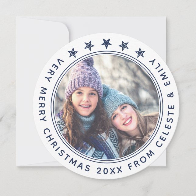  Cute Mother Daughter Personalised White Christmas Holiday Card (Front)