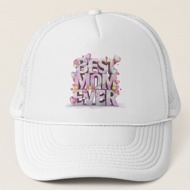 *~* Cute Mother Day Hearts Flowers 3-d AP72 Trucker Hat (Front)