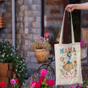 Cute Mother Day Mama Goose Flowers Tote Bag