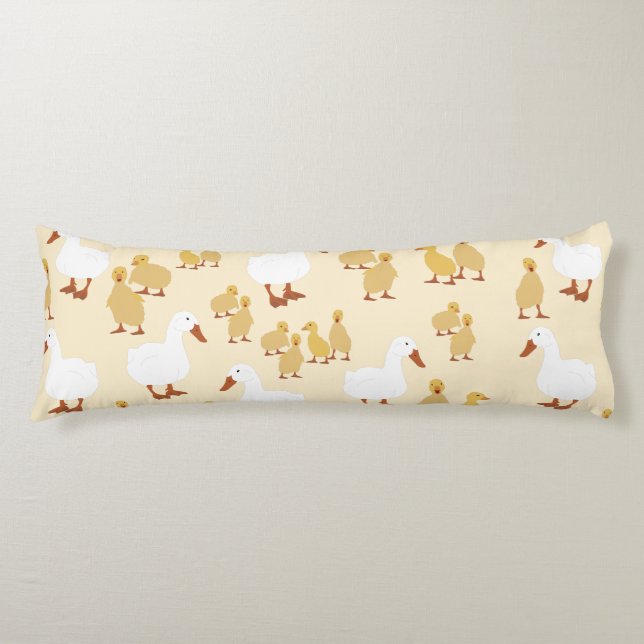 Cute Mother Duck & Baby Duckling Pattern Body Cushion (Front)