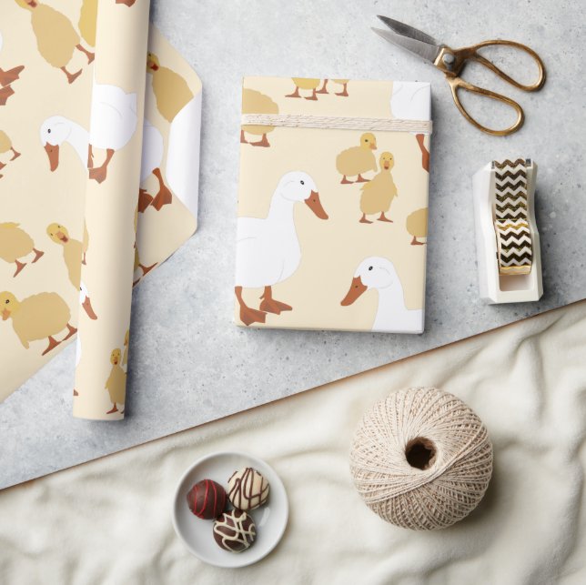 Cute Mother Duck & Baby Duckling Pattern Wrapping Paper (Crafts)