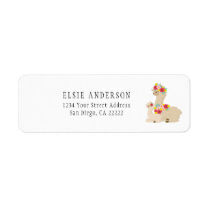 Cute Mother Llama and Baby Return Address  