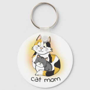 Cute Mother with Kitten Cat Mum Key Ring