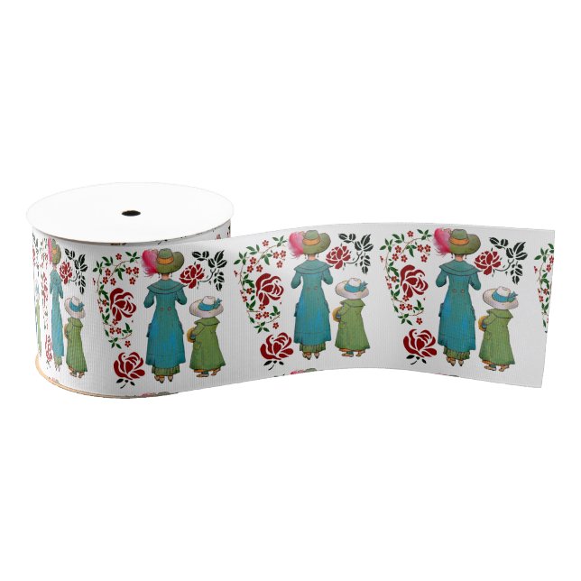 Cute Mother's Day Floral Red Roses Crafts Grosgrain Ribbon (Spool)