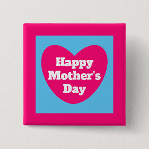 Cute Mother's Day Heart Hot Pink Square 15 Cm Square Badge