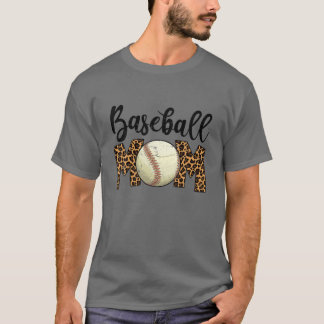 Cute Mother's Day Leopard Baseball Mom Mommy Women T-Shirt