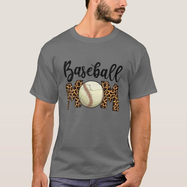 Cute Mother's Day Leopard Baseball Mom Mommy Women T-Shirt (Front)