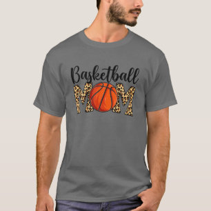 Cute Mother's Day Leopard Basketball Mom Mommy Wom T-Shirt