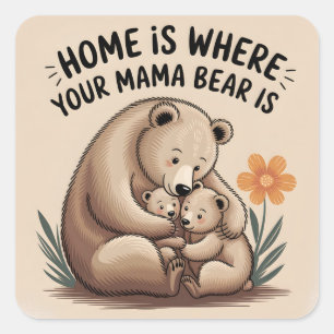 Cute Mothers Day Mama Bear Square Sticker