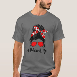 Cute Mother's Day Messy Bun Bowling Mom Mommy Wome T-Shirt
