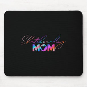 Cute Mother's Day Rainbow Skateboarding Mom Mouse Pad