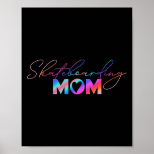 Cute Mother's Day Rainbow Skateboarding Mom  Poster