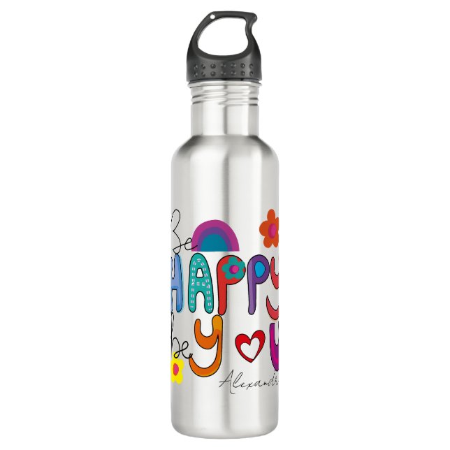 Cute Motivational Be Happy Be You Custom  710 Ml Water Bottle (Front)