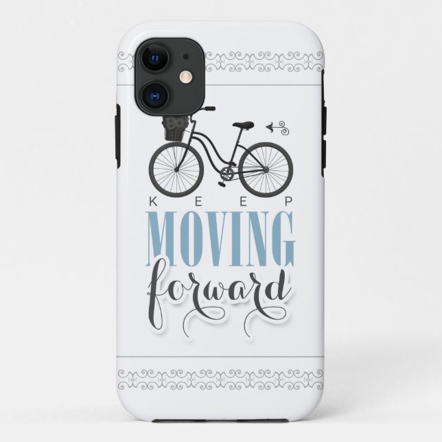Cute Motivational Keep Moving Forward with Bicycle Case-Mate iPhone Case (Back)