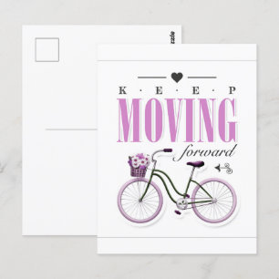 Cute Motivational Keep Moving Forward with Bicycle Postcard