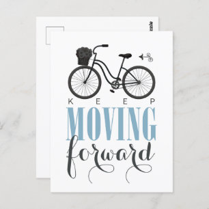 Cute Motivational Keep Moving Forward with Bicycle Postcard