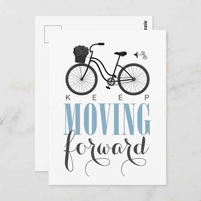 Cute Motivational Keep Moving Forward with Bicycle Postcard (Front/Back)