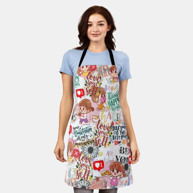 Cute Motivational – Positive Quote Kawaii  Apron (Worn)