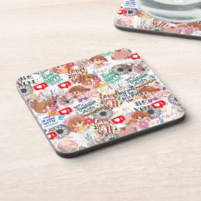 Cute Motivational – Positive Quote Kawaii  Coaster (Left Side)