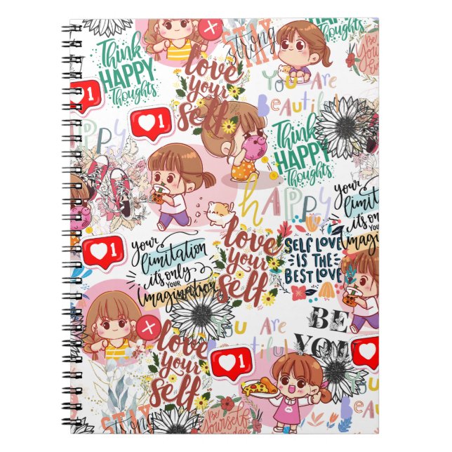 Cute Motivational – Positive Quote Kawaii  Notebook (Front)