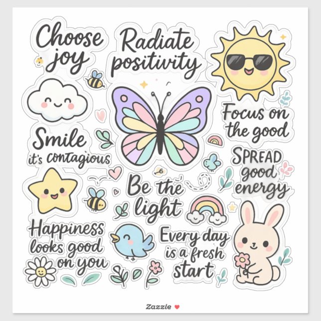 Cute Motivational Quotes & Happy Characters (Sheet)
