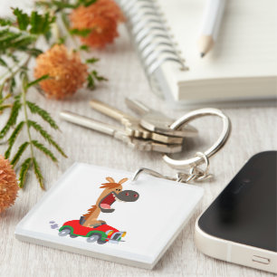 Cute Motorised Cartoon Horse Acrylic Keychain