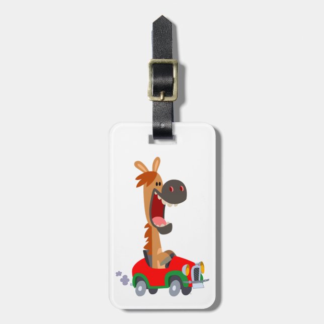 Cute Motorised Cartoon Horse Luggage Tag (Front Vertical)