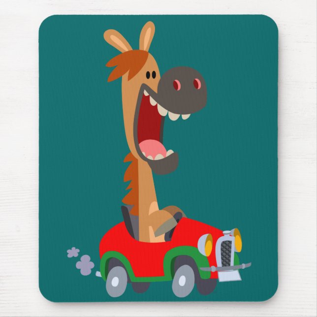 Cute Motorised Cartoon Horse Mousepad (Front)