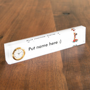 Cute Motorised Cartoon Horse Name Plate with Clock