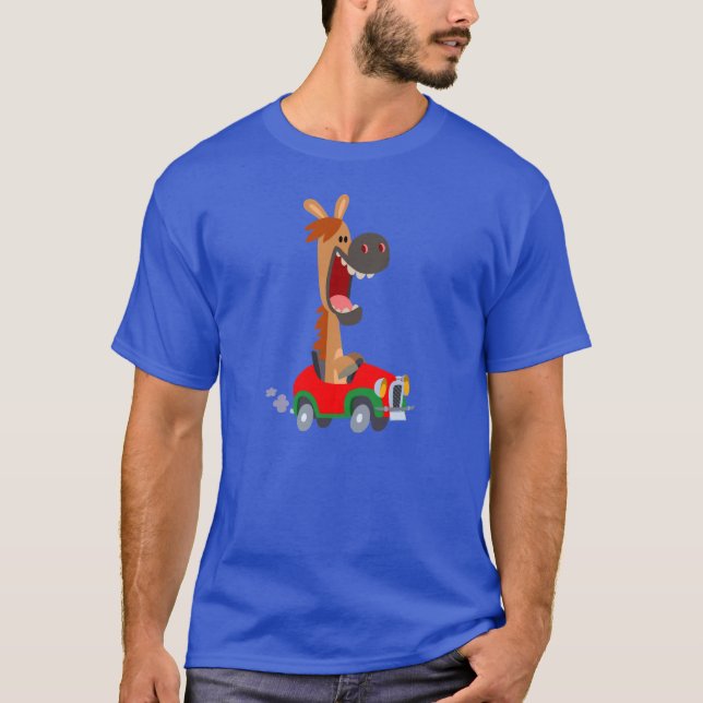 Cute Motorised Cartoon Horse T-Shirt (Front)