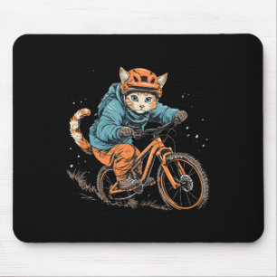Cute Mountain Bike Cat On Mountain Biker Men Women Mouse Pad