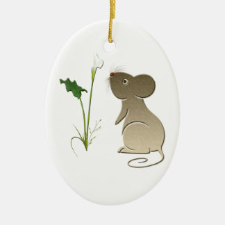 Cute Mouse and Calla lily Ornament