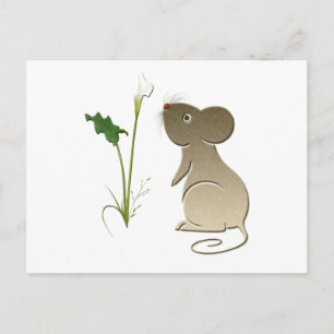 Cute Mouse and Calla Lily Postcard