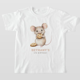 Cute Mouse and Cookies 5th Birthday Party T-Shirt