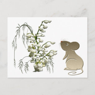 Cute Mouse and Lily of the Valley Postcard