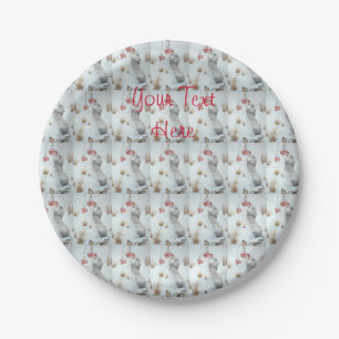 Cute mouse and red berries snow scene wildlife art paper plate