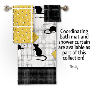 Cute Mouse and Swiss Cheese Bubbles Black Towel