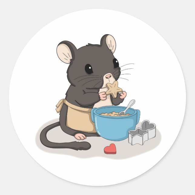 Cute Mouse Baking Cookies Kawaii Animal Sticker (Front)