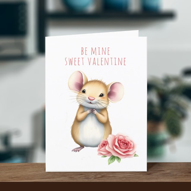 Cute Mouse Be Mine Valentine's Day Card (Send this Valentine's to your boyfriend or girlfriend. They'll love you more than they already do)