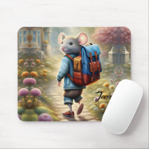 Cute mouse boy on his way to school, personalised pad