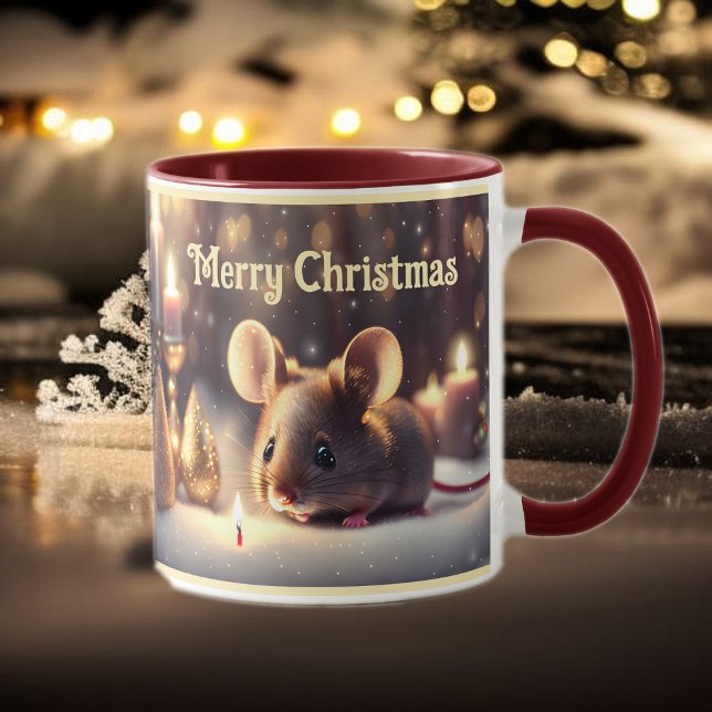Cute mouse celebrates Christmas  - custom Mug (Creator Uploaded)