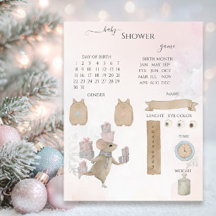 Cute Mouse Christmas Baby Shower Guessing Game