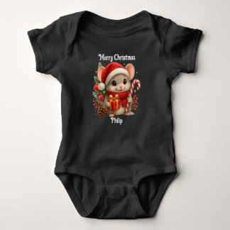 cute mouse Christmas holiday baby bodysuit T-Shirt