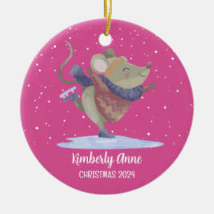 Cute Mouse Christmas Rat Snowy Winter Holiday Ceramic Tree Decoration