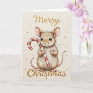 Cute Mouse Christmas Whimsical Holiday Animal Card