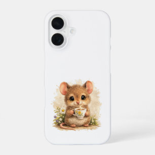Cute Mouse Coffee iPhone 16 Case Kawaii